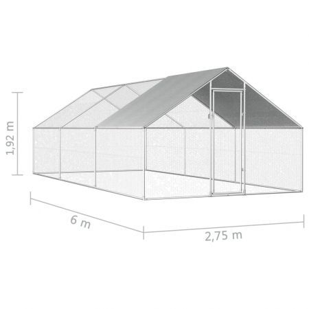 Outdoor Chicken Cage 2.75x6x1.92 m Galvanised Steel