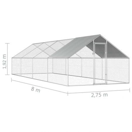 Outdoor Chicken Cage 2.75x8x1.92 m Galvanised Steel