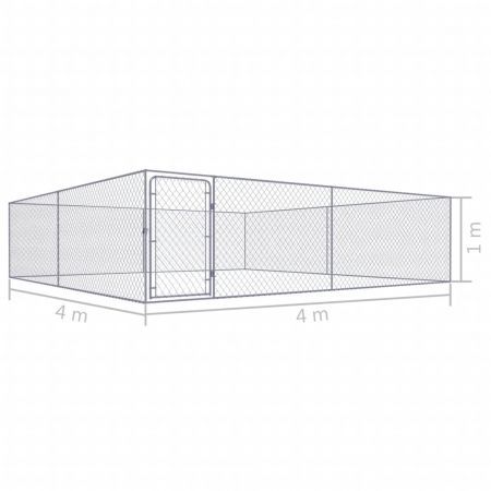 Outdoor Dog Kennel Galvanised Steel 4x4x1 m