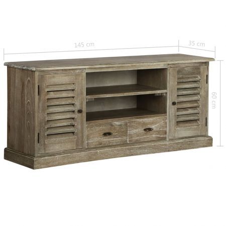 TV Cabinet Solid Mindi Wood 145x35x60 cm