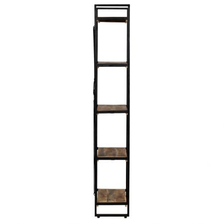 5-Tier Bookcase Solid Mango Wood and Steel 140x30x180 cm