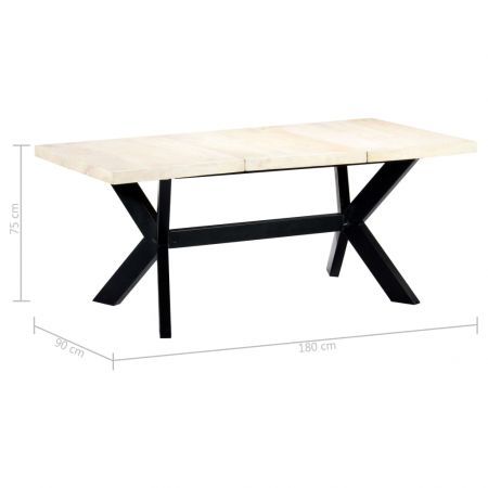 Dining Table White 180x90x75 cm Solid Mango Wood