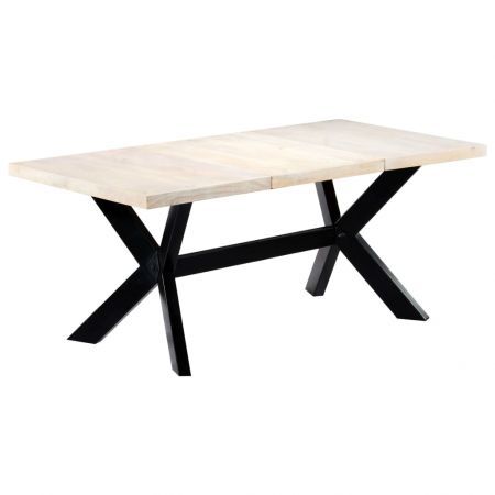 Dining Table White 180x90x75 cm Solid Mango Wood