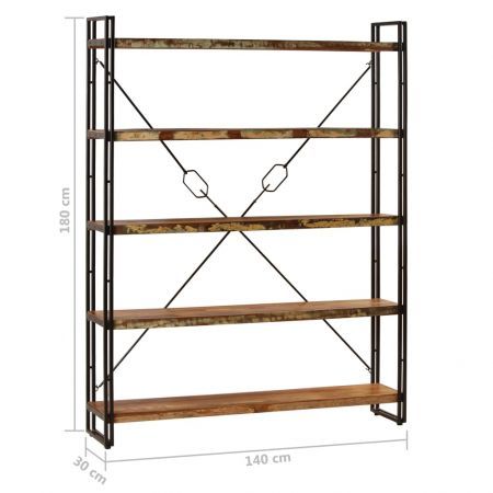 5-Tier Bookcase 140x30x180 cm Solid Reclaimed Wood