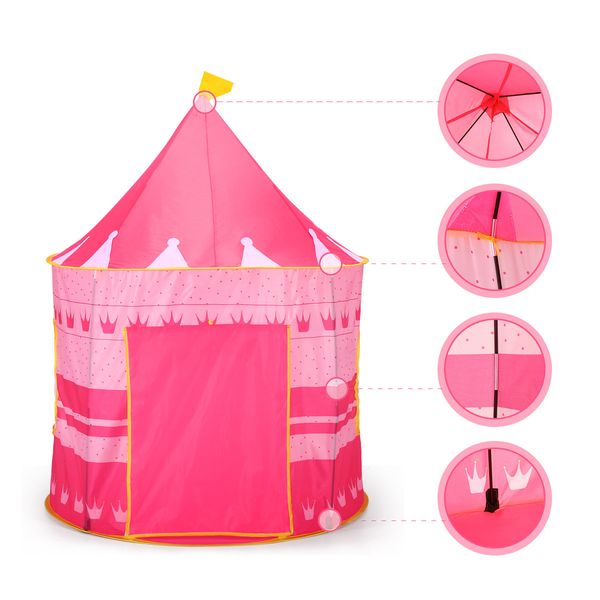 Kids Play Tent Princess Castle for Girls Children Play House Indoor Outdoor Game Pink