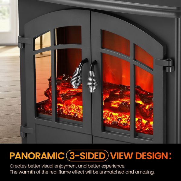 1800W Portable Freestanding 22-inch Electric Fireplace Stove Heater Thermostat 3D Flame Effect