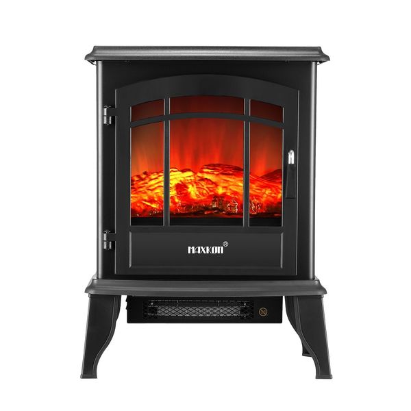 16 Inch Panoramic Electric Fireplace Heater Stove 1800W Portable Flame Thermostat