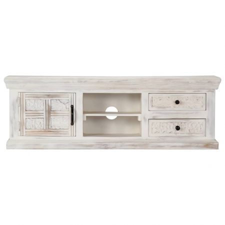 TV Cabinet White 120x30x40 cm Solid Mango Wood