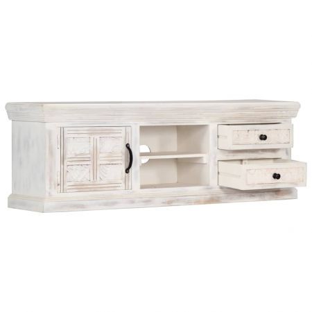 TV Cabinet White 120x30x40 cm Solid Mango Wood