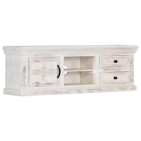 TV Cabinet White 120x30x40 cm Solid Mango Wood