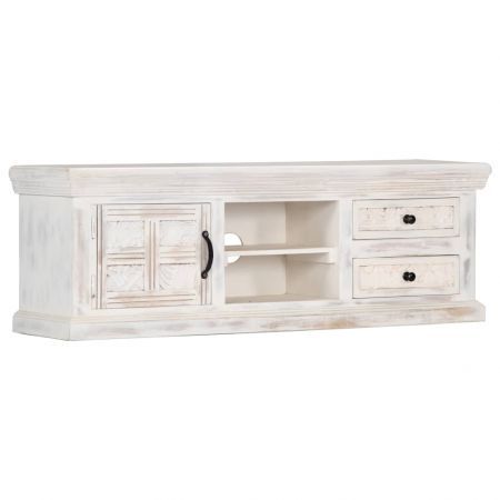 TV Cabinet White 120x30x40 cm Solid Mango Wood