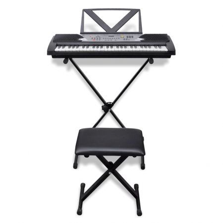 54-Key Electric Keyboard + Adjustable Keyboard Stand and Stool Set