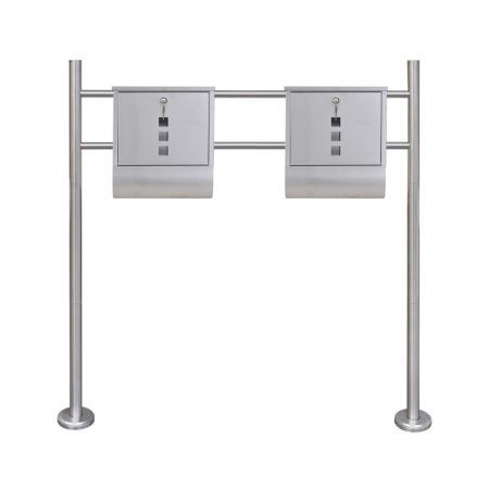 Double Mailbox on Stand Stainless Steel