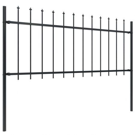 Garden Fence with Spear Top Steel 10.2 m Black