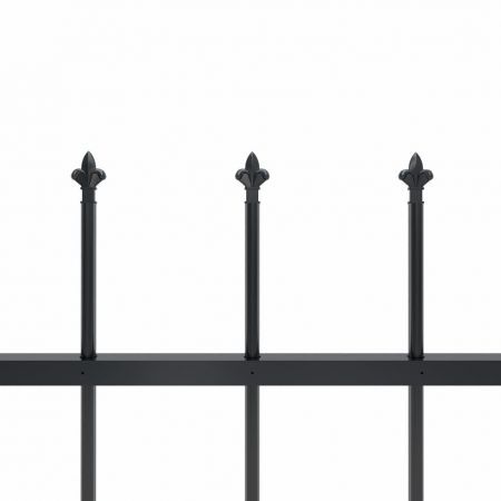 Garden Fence with Spear Top Steel 10.2 m Black