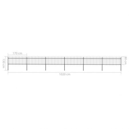 Garden Fence with Spear Top Steel 10.2 m Black