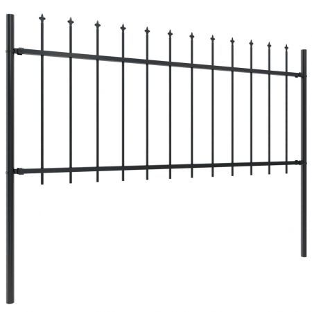 Garden Fence with Spear Top Steel 11.9 m Black