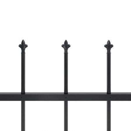 Garden Fence with Spear Top Steel 11.9 m Black