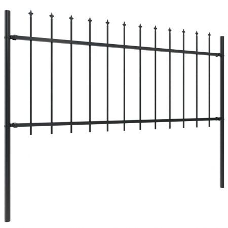 Garden Fence with Spear Top Steel 13.6 m Black