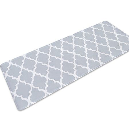 2 PCS Flannel Kitchen Mat Cushioned Anti-Fatigue Kitchen Rug col grey