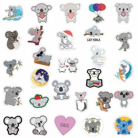 53pcs Koala Stickers for Water Bottles 50 Pack, Waterproof Vinyl Stickers