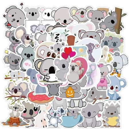 53pcs Koala Stickers for Water Bottles 50 Pack, Waterproof Vinyl Stickers