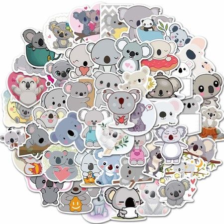 53pcs Koala Stickers for Water Bottles 50 Pack, Waterproof Vinyl Stickers