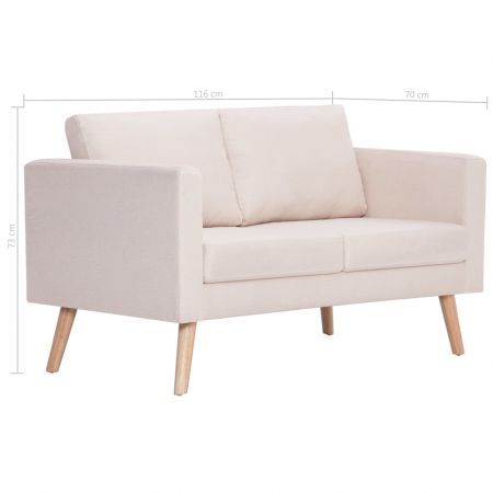 2-Seater Sofa Fabric Cream