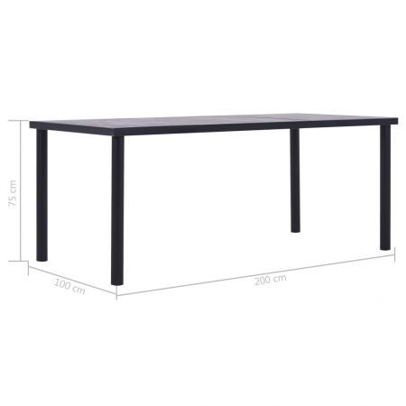 Dining Table Black and Concrete Grey 200x100x75 cm MDF