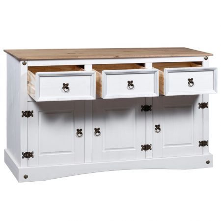 Sideboard Solid Mexican Pinewood Corona Range White 132x43x78 cm