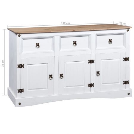 Sideboard Solid Mexican Pinewood Corona Range White 132x43x78 cm