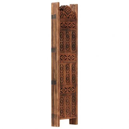 Hand carved 5-Panel Room Divider Brown 200x165 cm Solid Mango Wood