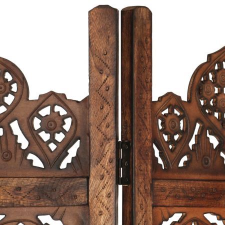 Hand carved 5-Panel Room Divider Brown 200x165 cm Solid Mango Wood