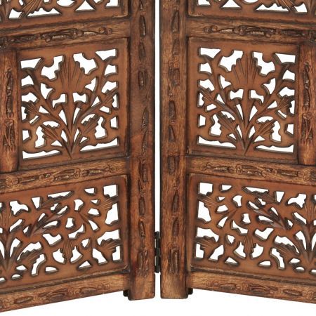 Hand carved 4-Panel Room Divider Brown 160x165 cm Solid Mango Wood