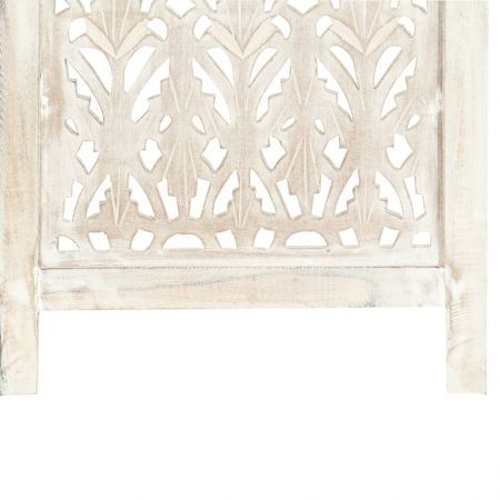 Hand carved 5-Panel Room Divider White 200x165 cm Solid Mango Wood