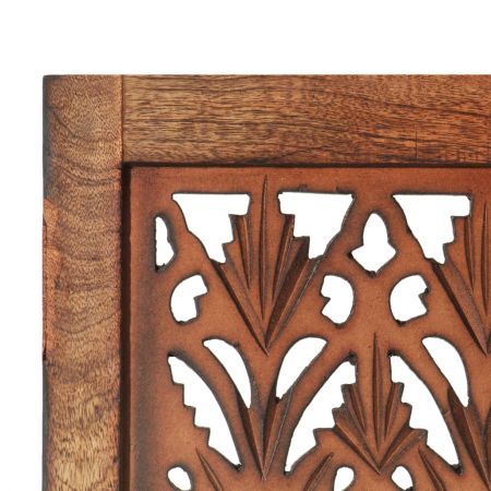 Hand Carved 3-Panel Room Divider Brown 120x165 cm Solid Mango Wood