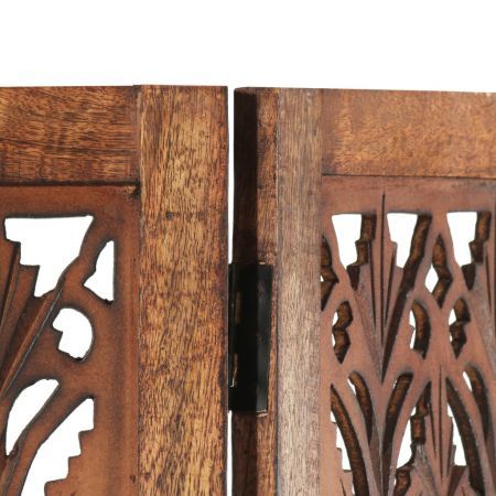 Hand Carved 5-Panel Room Divider Brown 200x165 cm Solid Mango Wood