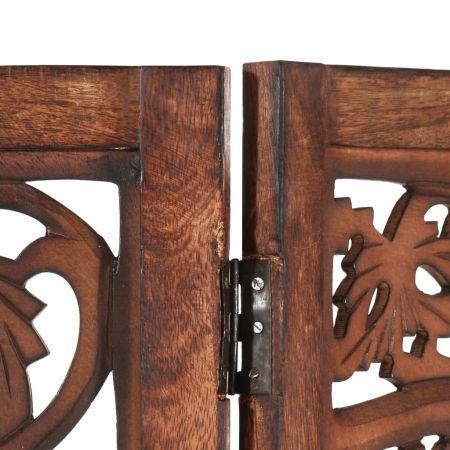 Hand carved 3-Panel Room Divider Brown 120x165 cm Solid Mango Wood