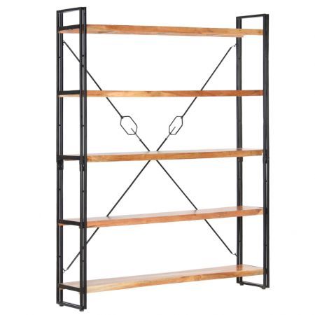 5-Tier Bookcase 140x30x180 cm Solid Acacia Wood