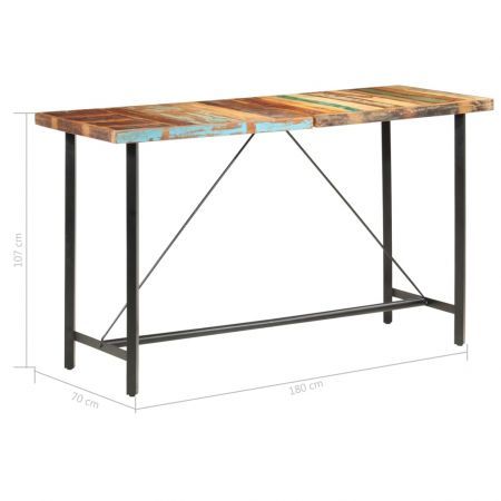 Bar Table 180x70x107 cm Solid Reclaimed Wood