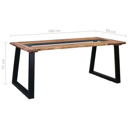 Dining Table 180x90x75 cm Solid Acacia Wood and Glass