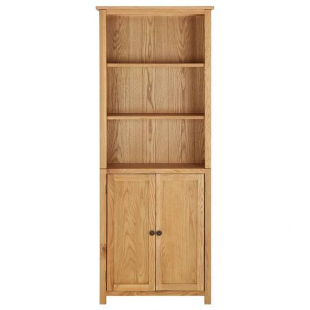 Bookcase with 2 Doors 90x30x200 cm Solid Oak Wood