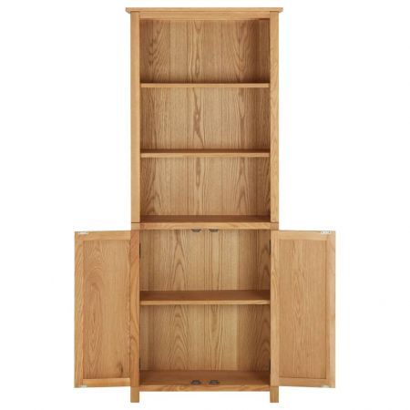 Bookcase with 2 Doors 90x30x200 cm Solid Oak Wood