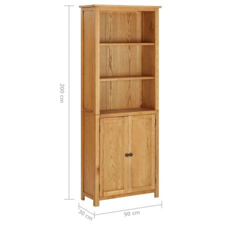 Bookcase with 2 Doors 90x30x200 cm Solid Oak Wood