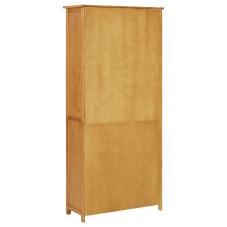 Bookcase with 4 Doors 90x35x200 cm Solid Oak Wood and Glass