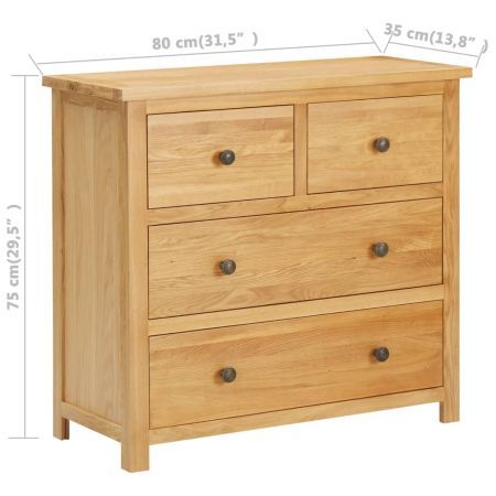 Chest of Drawers 80x35x75 cm Solid Oak Wood