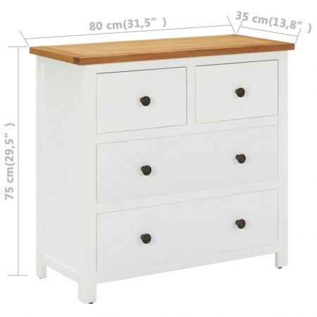 Chest of Drawers 80x35x75 cm Solid Oak Wood