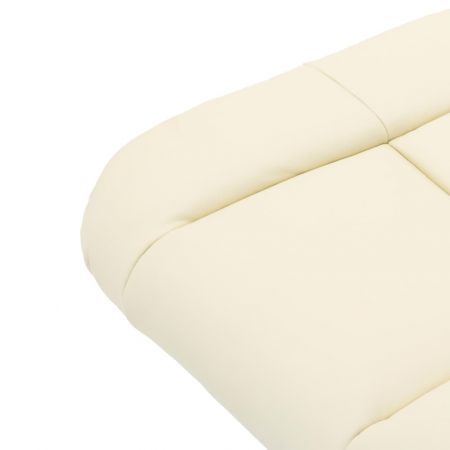 Recliner Chair with Footstool Cream Faux Leather and Bentwood