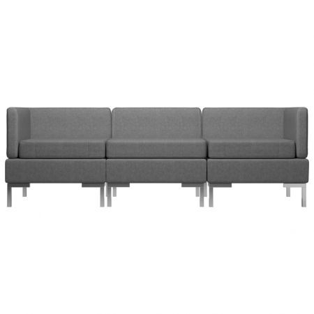 3 Piece Sofa Set Fabric Dark Grey