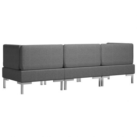 3 Piece Sofa Set Fabric Dark Grey